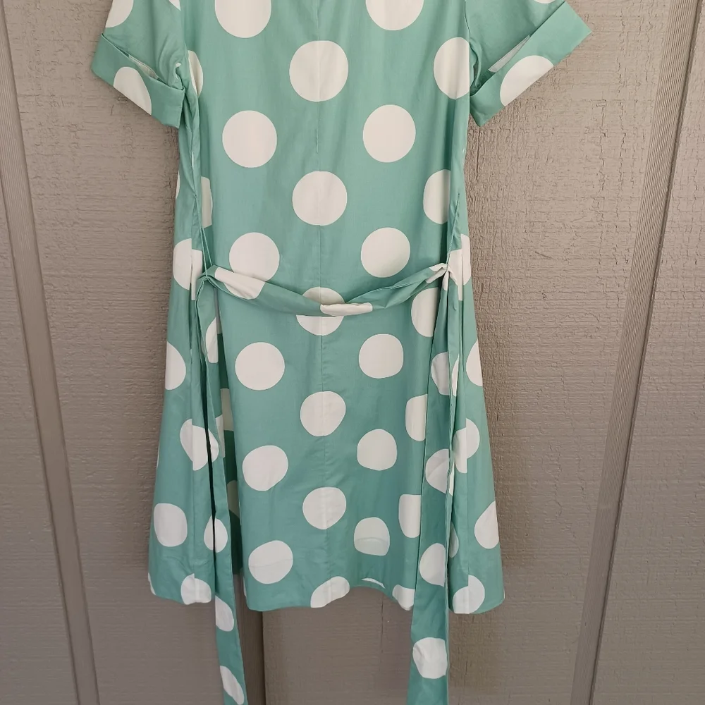 Kate Spade Grand Dot Midi Shirtdress Size XS Women Preppy Pockets Cotton Blend